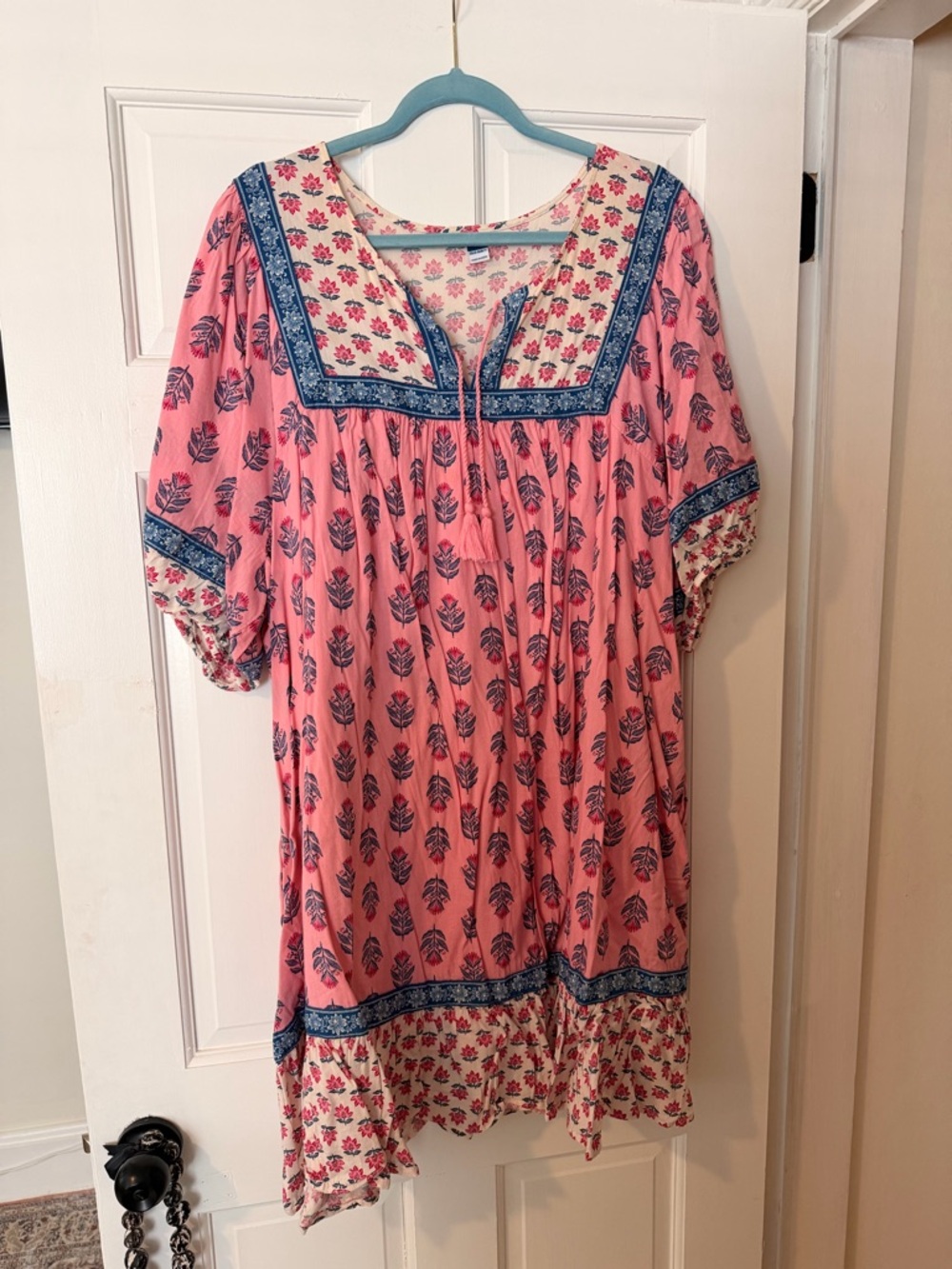 Old Navy Pink and Blue Floral Boho Top